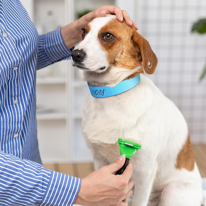 500 Count 20inch Adjustable Paper Dog Collars with Tear Resistant Waterproof Whelping Collars Paper Puppy ID Bands Adhesive Pet Identification Tags for Newborn Dog Cat Hospitals(Blue)