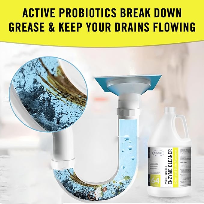 Multi-Purpose Probiotic Enzyme Cleaner, (128 oz, Citrus) - Pet Stain and Odor Remover - Concentrated - Professional & Home Strength Drains, Floors, Bathrooms, Toilets Trash Can, Made in USA