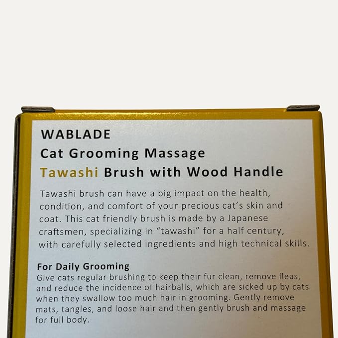 Cat Grooming Massage Tawashi Brush with Wood Handle Less Static Natural Sisal Fiber Made in Japan (Type-A)