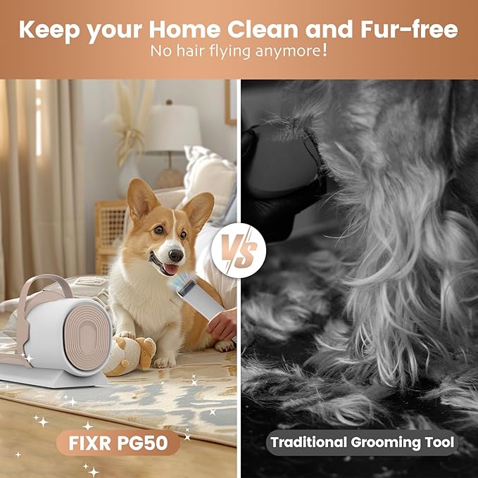 Dog Grooming Vacuum, Pet Grooming Kit with Dog Clippers, 2.5L Dust Cup 11000Pa Dogs Vacuum for Shedding Grooming, 5 Grooming Tools Home Cleaning in 1, Low Noise Pet Grooming Vacuum for Dogs