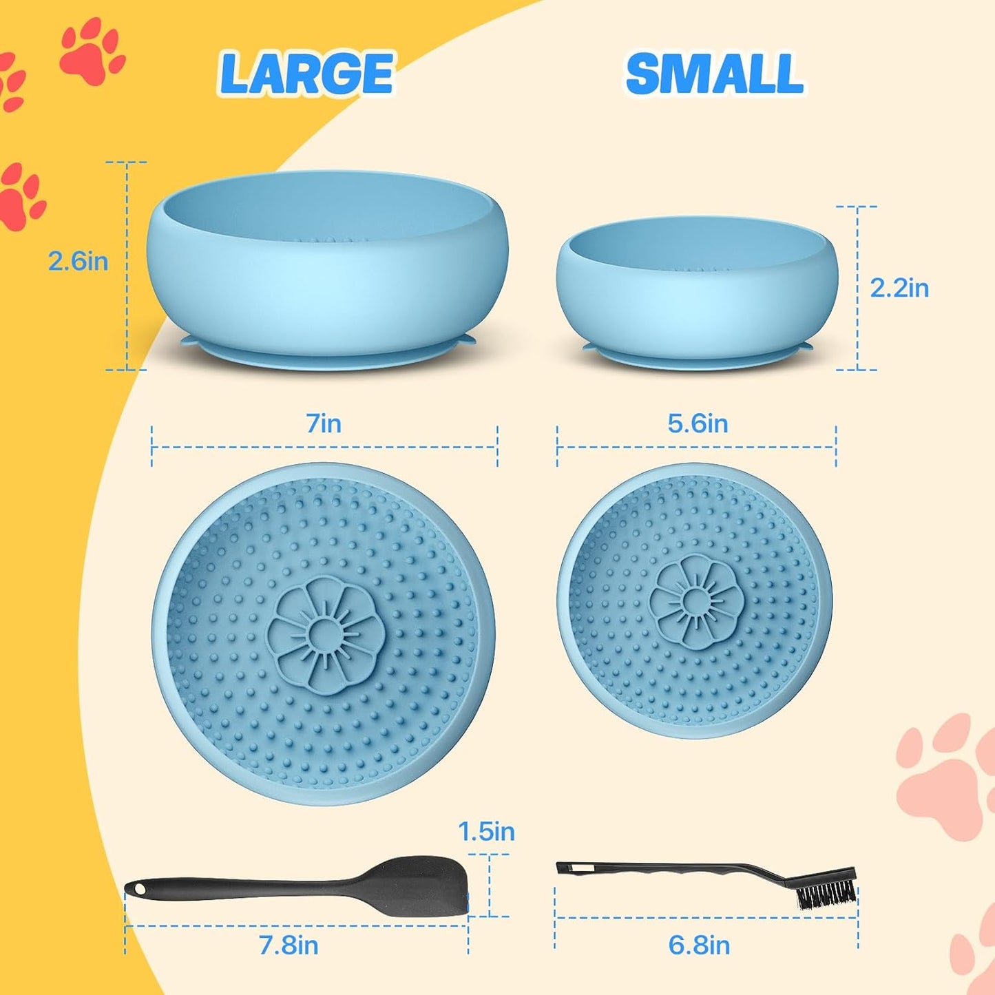 Pawinner 2 Pack Dog Lick Bowl, Freeze Lick Mat for Dogs, Non-Slip Slow Feeder Licking Bowl with Suction Cups, Food Grade Silicone, Enrichment Puzzle Feeder for Distraction(Blue)