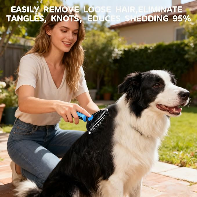 4PCS Pet Grooming Tools Dog Brush | Pet Grooming Rake | Dog Hair Remover | Dog Shampoo Brush 4-in-1 Pet Grooming Kit Suitable for detangling, Hair Removal, Bathing, and Massage