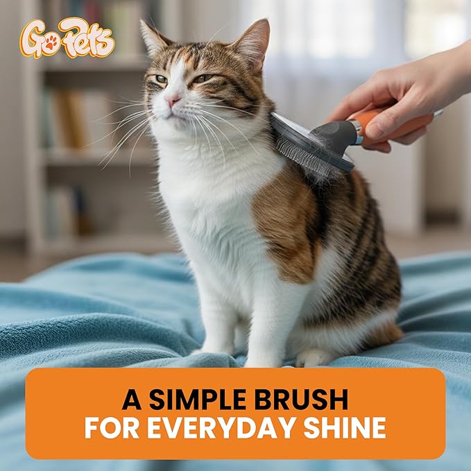 GoPets Small Pin Slicker Brush, Easy-Groom Pin Comb for Tangles & Shedding, Rounded Safety Tips, Dematting Brush for Short & Long Hair Cats, Dogs & Furry Pets, Ideal for Sensitive, Hard-to-Reach Areas