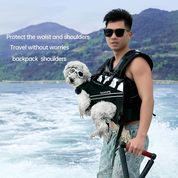 Dog Backpack Carrier for Large Dogs - Hands-Free Pet Travel Pack with 6-Point Safety System, Waterproof & Reflective Design for Motorcycle, Hiking, Surfing (Black, X-Large)