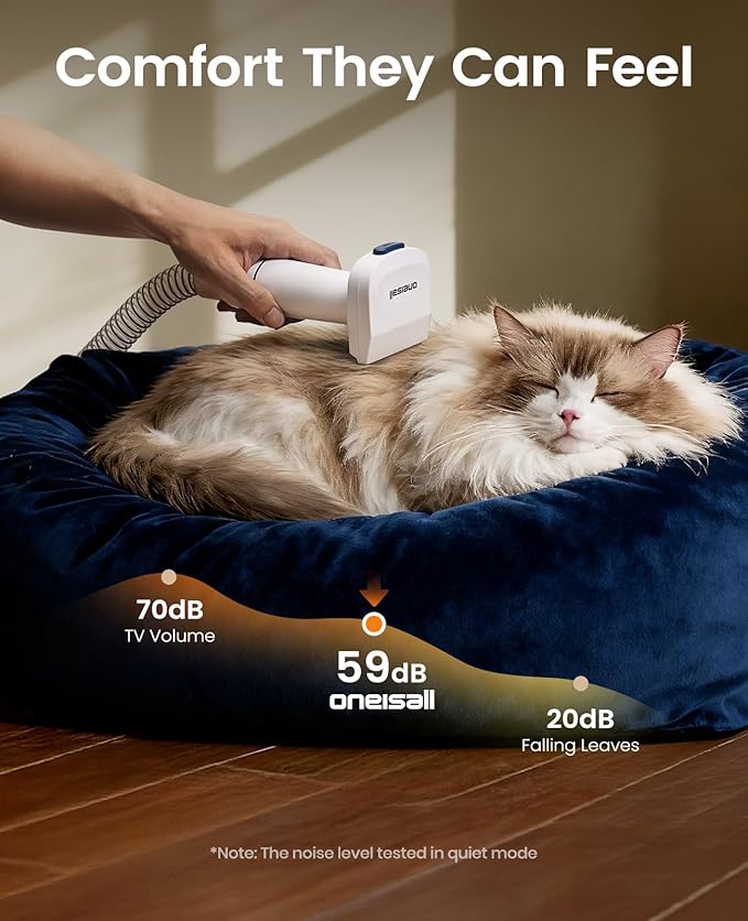 oneisall Dog Grooming Vacuum, 15000Pa Pet Vacuum Kit Shedding 99% Pet Hair, Dog Grooming Clippers with Trimmer Nail Grinder, ≤ 59dB Quiet Brush with 6 Tools, 2L Canister for Home Cleaning,Cozy SE 2