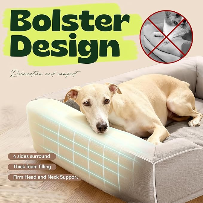 Aesthetic Dog Bed for Mediun Size Dogs Orthopedic with Cooling Gel Memory Foam Waterproof,Comfort Cute Cat Couch for Indoor Cats with Removable Washable Cover for Old Pet with Joint Pain