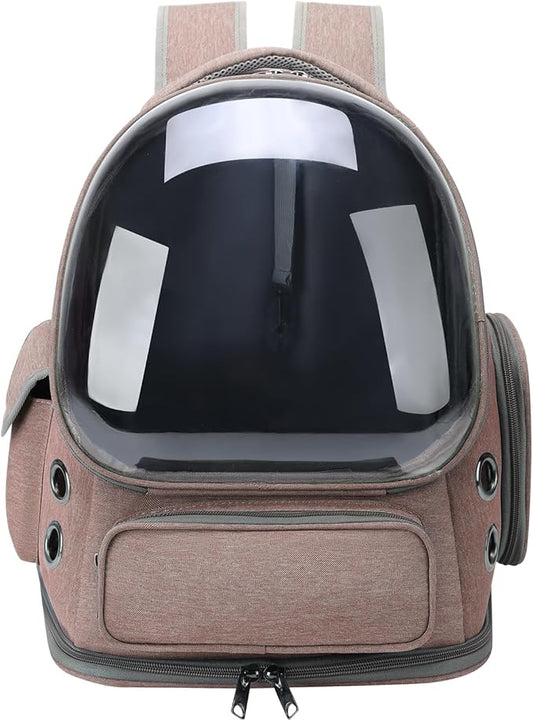 Cat Backpack Carrier for Cats and Small Dogs, Breathable Cat Bubble Backpack, Airline Approved Pet Travel Carrier for Hiking Camping Outdoor(Khaki)