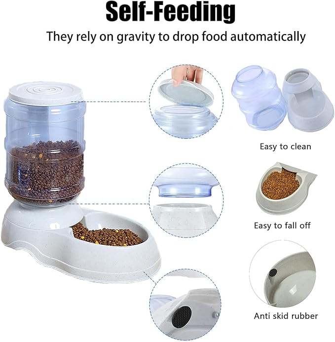 Automatic Dog & Cat Feeder Station - Gravity Food Dispenser for Large Dogs & Travel Supply