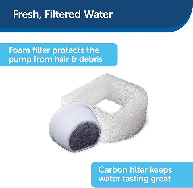 PetSafe Drinkwell Pagoda Fountain - Hygienic Ceramic Continuous Flowing Fountain - Elevated Upper Bowl & Double Free-Falling Stream Design - Minimalist Pet Hydration Station - 70 oz Capacity