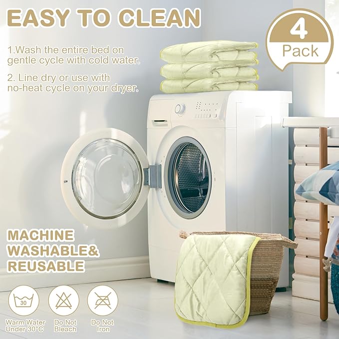 4 Pack Self Heating Cat Pad Self Warming Dog Mat Reflects Body Heat Extra Warm Thermal Pet Pad Washable Dog Cat Bed Crate Bed Mat Blanket(Beige,16 x 20 Inch)