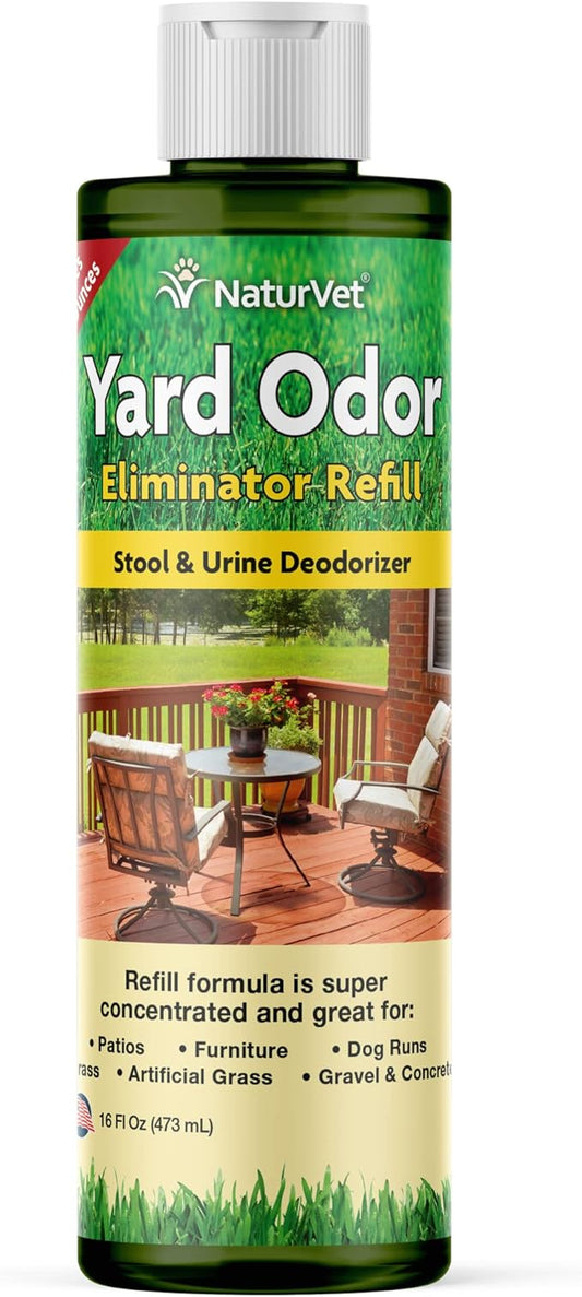NaturVet – Yard Odor Eliminator | Eliminate Stool and Urine Odors from Lawn and Yard | Designed for Use on Grass, Plants, Patios, Gravel, Concrete & More | 16 oz Refill