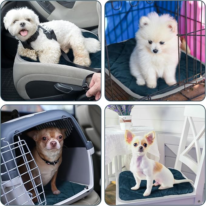 4 Pack Self Heating Cat Pad Self Warming Dog Mat Reflects Body Heat Extra Warm Thermal Pet Pad Washable Dog Cat Bed Crate Bed Mat Blanket(16 x 16 Inch,Blue)