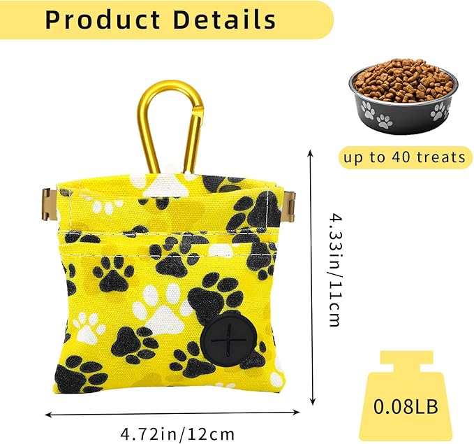 2 Pack Dog Treat Pouch， Portable Puppy Dog Training Treat Bag for pet Training Hand Free Dog Walking BagAuto Closing Pet Feed Snack Reward for Puppy Travel or Outdoor
