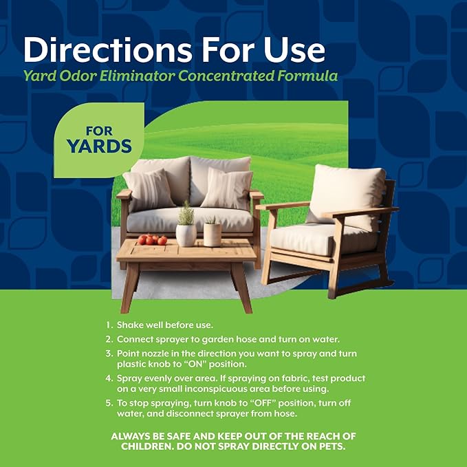 NaturVet – Yard Odor Eliminator – Eliminate Stool and Urine Odors from Lawn and Yard – Designed for Use on Grass, Plants, Patios, Gravel, Concrete & More – 31.6 oz Ready-to-Use with Nozzle