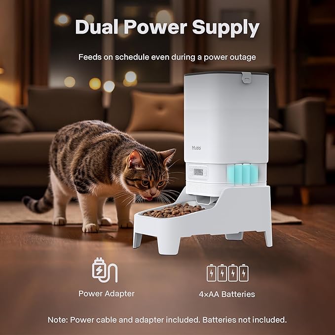 Automatic Cat Feeder, Elevated Stand for Neck Health, 7L Automatic Dog Feeder, Cat Food Dispenser, No-Jam, Up to 6 Meals for 2-15 mm Dry Food, Stainless Steel Bowl, No Spinal Pressure