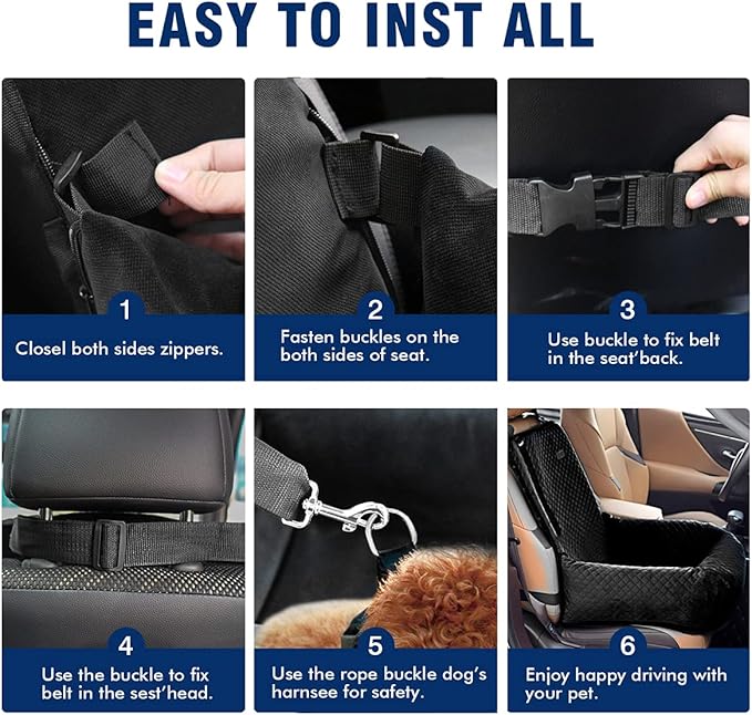 Dog Car Seat Pet Booster Seat Pet Travel Safety Car Seat,The Dog seat Made of Materials is Safe and Comfortable, and can be Disassembled for Easy Cleaning (Black)