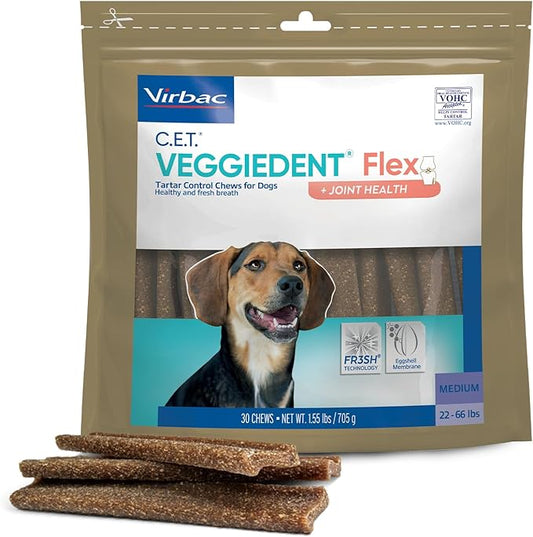 Virbac C.E.T. VEGGIEDENT Flex Tartar Control Chews for Dogs - Medium