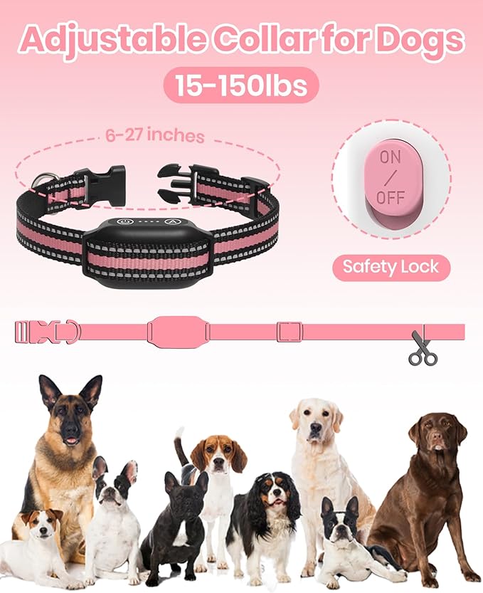 Dog Bark Collar with Remote, 2-in-1 Bark and Shock Collar Combo, 3300Ft Dog Training Collar - Auto Anti Bark/Beep/Vibration/Shock 4 Modes, IP67 Smart E-Collar with 5 Adjustable Levels of Sensitivity