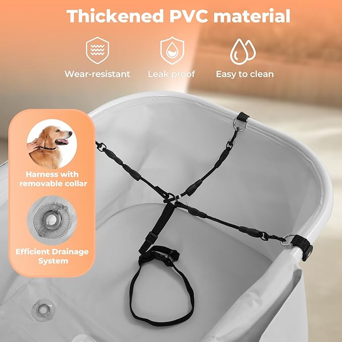 Portable Dog Bathtub, 5 Height Adjustable Dog Washing Station for Pet Shower and Grooming Foldable Bathing Tub with Storage & Anti-Slip Design for Small Large Dogs Cats