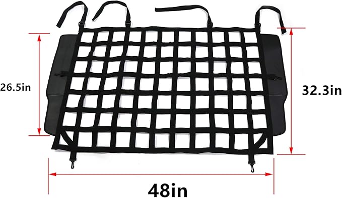 BESTAOO Pet Net Vehicle Safety Mesh Dog Barrier for Jeep Wrangler JK JL 4-Door 2007-2025, Fits Behind Rear Seat, Suitable for Medium, Large Pets, Easy to Install
