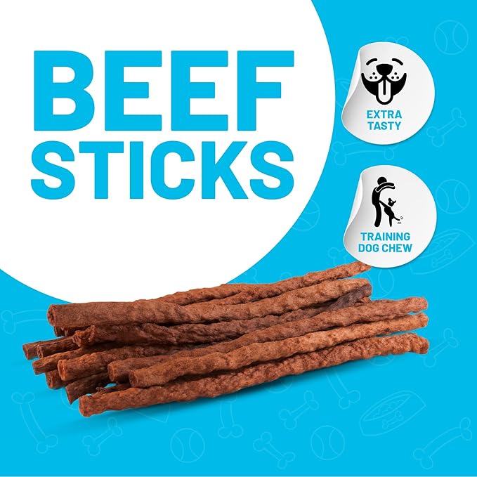 Sitka Farms Beef Sticks 10 Inch for Dogs - Crunchy Beef Munchy Sticks - Natural Beef Flavor Dog Treats - 30 Count - High Protein Snacks for Large Medium and Small Breeds