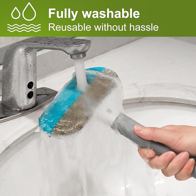 24'' Multifunctional Pet Hair Remover & Window Screen Cleaner, 4-in-1 Reusable Lint Brush with Extra Long Handle & Storage Hook, Gentle on Couch, Carpets, Bedding, Car Seats, Laundry for Cat Dog Hair