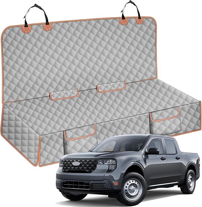 sportuli Dog Truck Rear Seat Cover Replce for Ford Maverick/Hyundai Santa Cruz, 600D Oxford Cloth Heavy Duty Waterproof Non Slip Pet Truck Back Bench Seat Cover