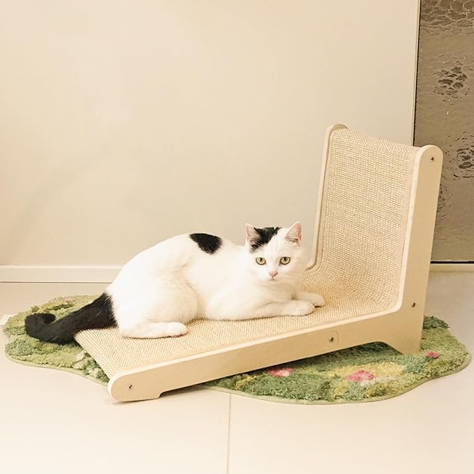 PETKARAY 105° Sisal Cat Scratcher, Sisal Scratch Pad for Indoor Cats, L Shape Kitten Scratching Board, Sturdy Floor Mounted Scratcher with Catnip