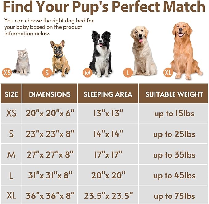 JOLLYVOGUE Calming Dog Beds Large Sized Dog, 36in Donut Washable Large Pet Bed, Anti-Slip & Anti-Anxiety Fluffy Faux Fur Round Dogs Bed, Fits up to 80 lbs Pets （Chocolate）