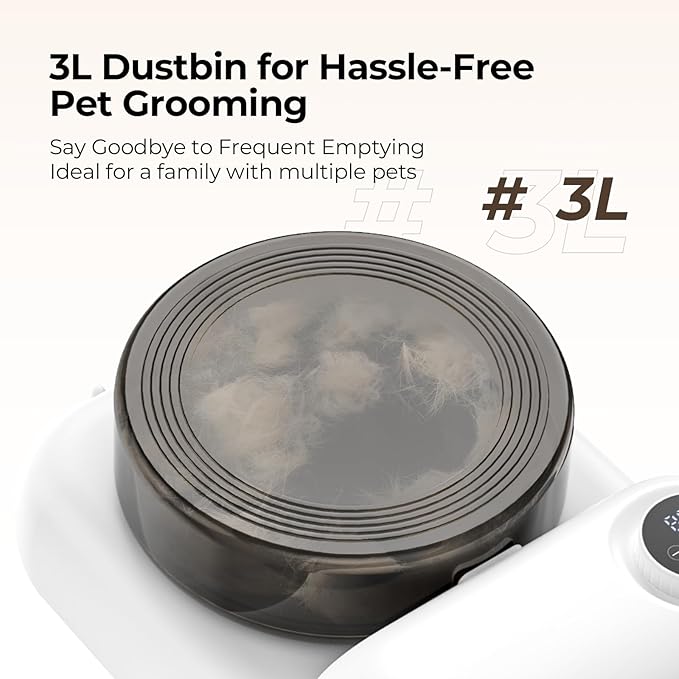 Dog Grooming Vacuum and Dryer, Pet Grooming Vacuum for Dogs with 3 Liter Canister, 15000Pa Suction Dog Vacuum for Shedding Grooming, Extra Space for Storage for 5 Grooming Kits, White