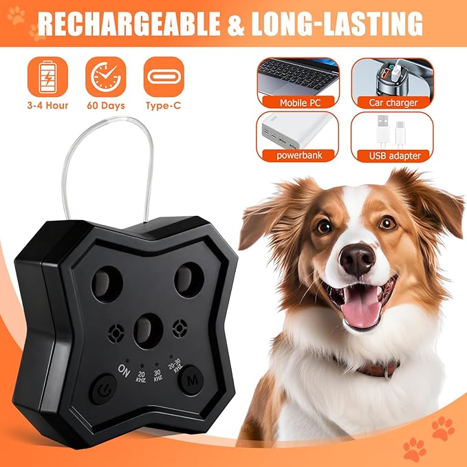 Anti Barking Device for Dogs: Ultrasonic Dog Bark Deterrent Devices with 3 Training Modes 50 FT | Dog Barking Silencer Bark Box for Indoor Outdoor | Stop Barking Control Device for Dogs (Black)
