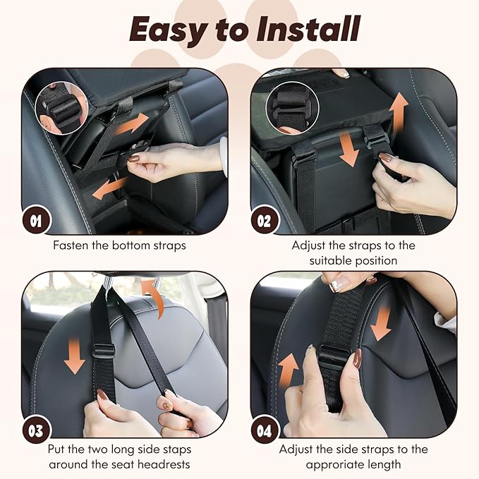 QUMY Dog Car Seats for Small Dogs Up to 11lbs, Portable Center Console Dog Booster Seat, Multi-Purpose Puppy CarSeat with Adjustable Safety Belt, Travel Pet Car Carriers for Small Dogs and Cat, Black