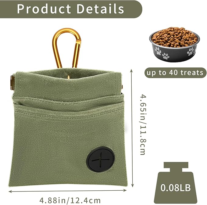 2 Pack Dog Treat Pouch, Portable Dog Training Treat Bag for pet Training Hand Free Dog Walking Bag Auto Closing Pet Feed Snack Reward for Puppy Travel or Outdoor