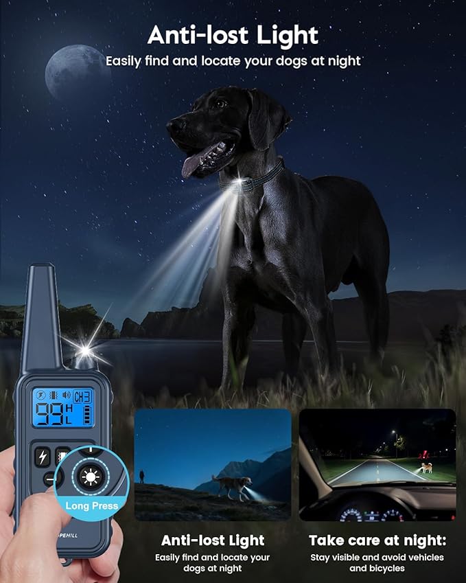 Dog Training Collar with 7 Training Modes, 4200Ft Remote Electronic Dog Shock Collar, Electric Shock Collar for Small Medium Large Dogs,Dark Blue