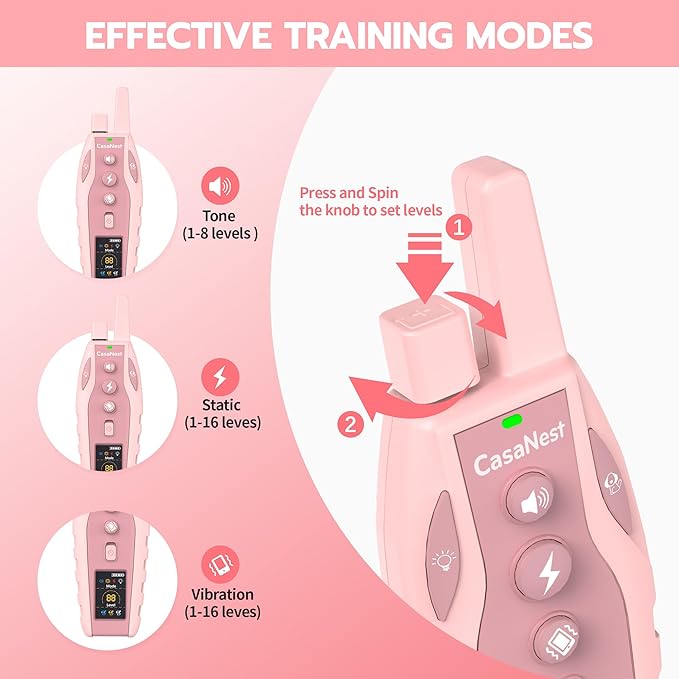 Dog Shock Collar with Remote Control - 3300Ft Dog Training Collar for Dogs 60-100lbs Waterproof, Adjustable E Collar Beep Shock Vibration Modes with Flash Light for Small Medium Large Dogs