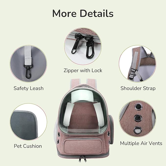 Cat Backpack Carrier for Large Cats, Expandable Cat Bubble Backpack, Dog Carriers for Small Medium Dogs, Airline Approved Pet Carrier for Travel Hiking Outdoor(Brown)