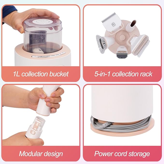 Dog Vacuum Grooming Kit - 3 Adjustable Suction Levels (2500PA/6000PA/10000PA), Ultra Quiet 45dB, 5-in-1 Portable Pet Hair Vacuum with Grooming Tools, Pet Grooming Vacuum for Dogs & Cats