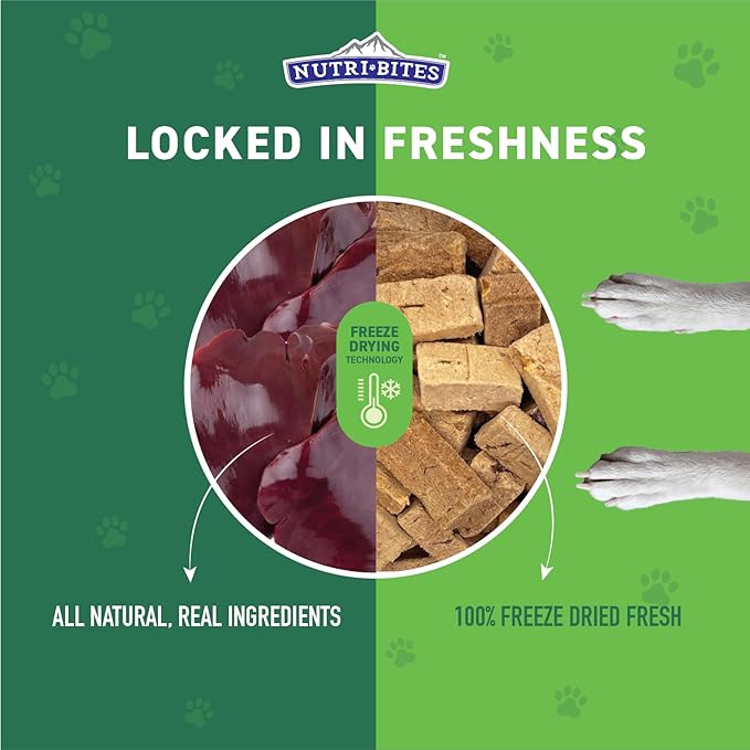 Nutri Bites Freeze Dried Beef Liver Dog & Cat Treats | Healthy Pet Training Treats or Food Topper | All Natural, Single Ingredient, High Protein | Premium Bulk Value Pack, 17.6 oz