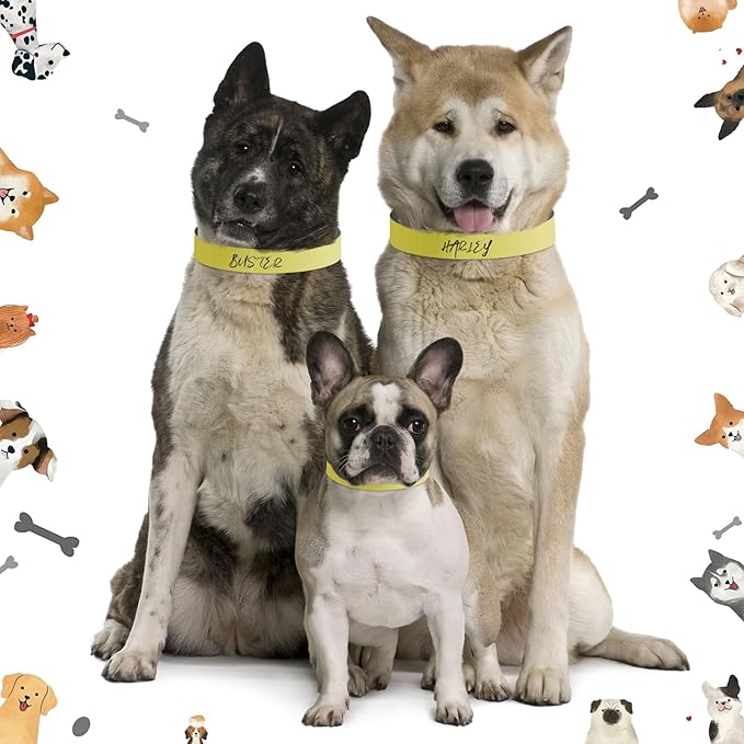 500 Count 20inch Adjustable Paper Dog Collars with Tear Resistant Waterproof Whelping Collars Paper Puppy ID Bands Adhesive Pet Identification Tags for Newborn Dog Cat Hospitals(Yellow)