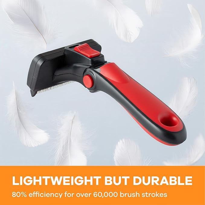 Deshedding Dog Brush for Short/Medium Hair (Medium,Red) – Gentle Deshedding Tool for Dogs & Cats – Reduces Shedding, Without damaging Topcoat. Removes Loose Fur & Dead Undercoat.