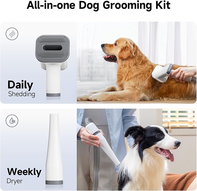 ELS PET Dog Grooming Vacuum & Dryer Kit, 15000Pa Pet Vacuum for Shedding, 2.5L Dust Cup for Dog Grooming Kit, 3 Suction Modes for Dogs and Cats