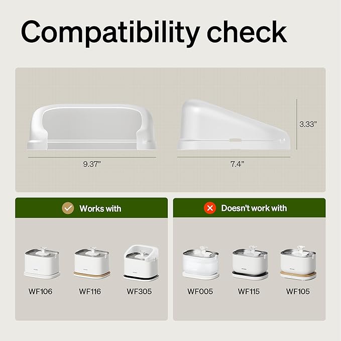 PETLIBRO Splash Shield for 3L Dockstream 2 Cat Water Fountain PLWF106 PLWF116 and PLWF305 Prevent Water Spills, Large top Radius, Easy to Remove & Clean