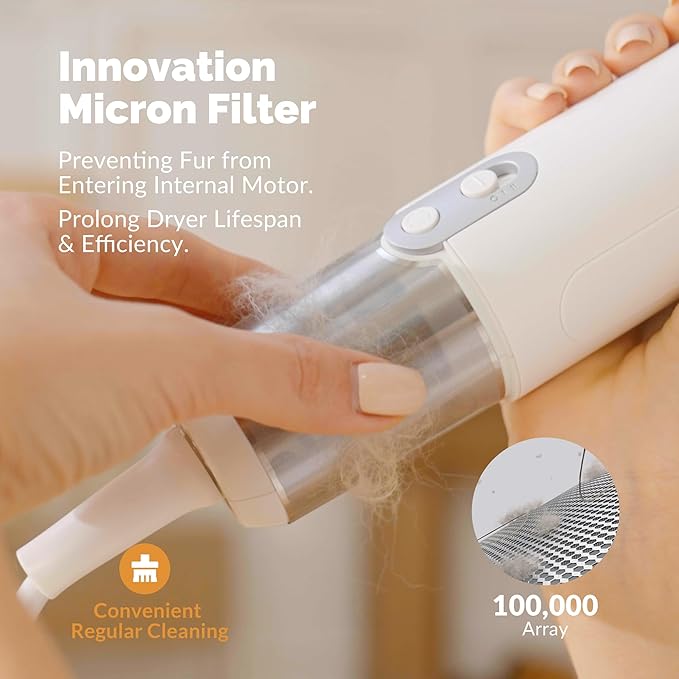 2 in 1 Grooming Kit for Pet-Dog Hair Dryer & Professional Grooming Brush for Frizzy Dog Hair Styling-1.21lb Lightweight Handhold Portable High Velocity Force Blower+4 Replacement Nozzle at Home Travel