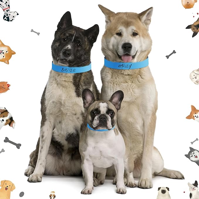 500 Count 20inch Adjustable Paper Dog Collars with Tear Resistant Waterproof Whelping Collars Paper Puppy ID Bands Adhesive Pet Identification Tags for Newborn Dog Cat Hospitals(Blue)