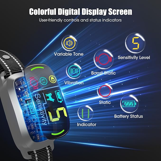 Smart AI Bark Collar for Large Medium Small Dogs, Anti Barking Device with 5 Training Modes, Exclusive Forced Bark-Stopping, Rechargeable Dog Bark Collar with 5 Sensitivity & IP67 Waterproof