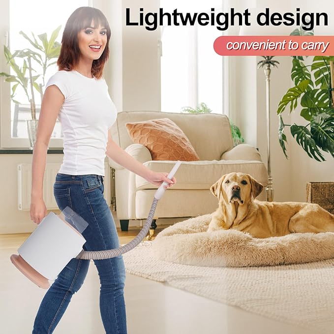 Dog Vacuum Grooming Kit - 3 Adjustable Suction Levels (2500PA/6000PA/10000PA), Ultra Quiet 45dB, 5-in-1 Portable Pet Hair Vacuum with Grooming Tools, Pet Grooming Vacuum for Dogs & Cats