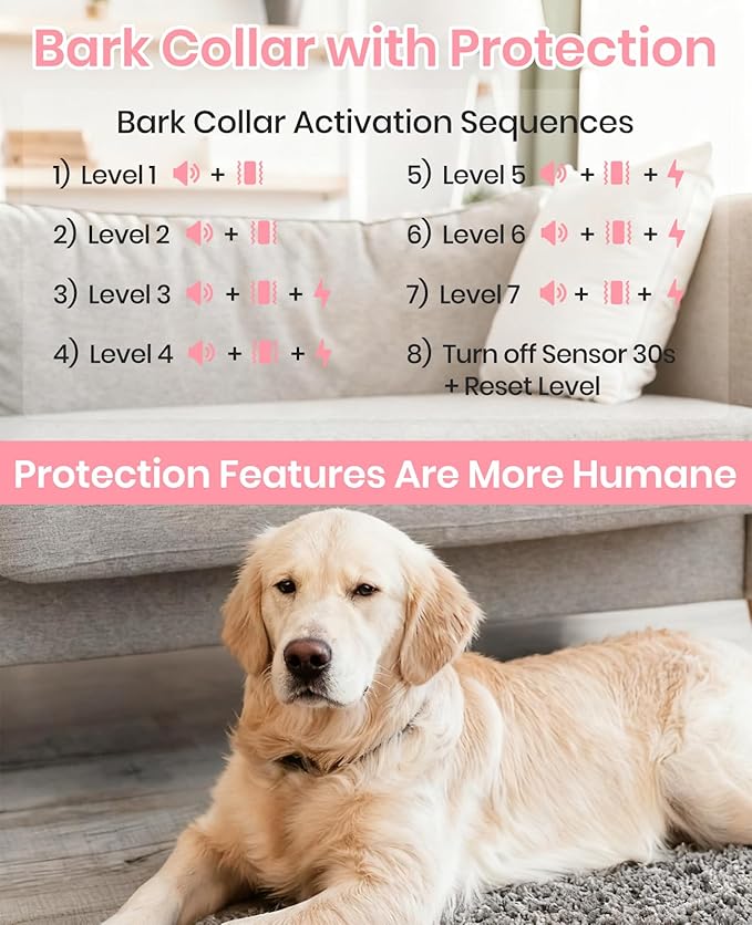 2-in-1 Bark Collar & Shock Collar for Dogs, 3300Ft Dog Training Collar with Remote 2 Pack - Anti Bark/Beep/Vibration/Shock 4 Modes, IP67 Smart Dog E Collar with 5 Adjustable Sensitivity for All Breeds