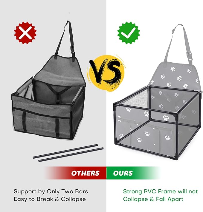 Dog Car Seats for Small and Medium Dogs,Portable Puppy/Pet Car Booster Seat with Clip-On Leash and Mesh Window for Pet Up to 20 lbs