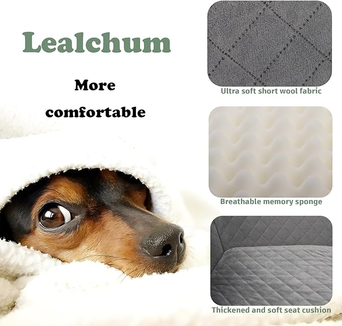 Dog Car Seat Up to 55lb,2 Clip-On Safety Adjustable Leashs Car Dog Bed for 2 Small Dogs,Fully Detachable and Washable Pet Car Seat with 2 Storage Pockets,Easy to Install(Black/Grey, Large)