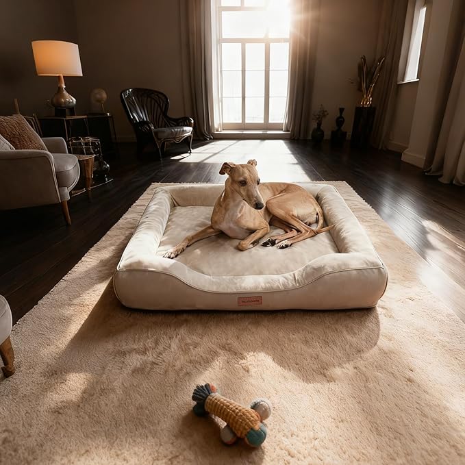 Aesthetic Dog Bed for Mediun Size Dogs Orthopedic with Cooling Gel Memory Foam Waterproof,Comfort Cute Cat Couch for Indoor Cats with Removable Washable Cover for Old Pet with Joint Pain